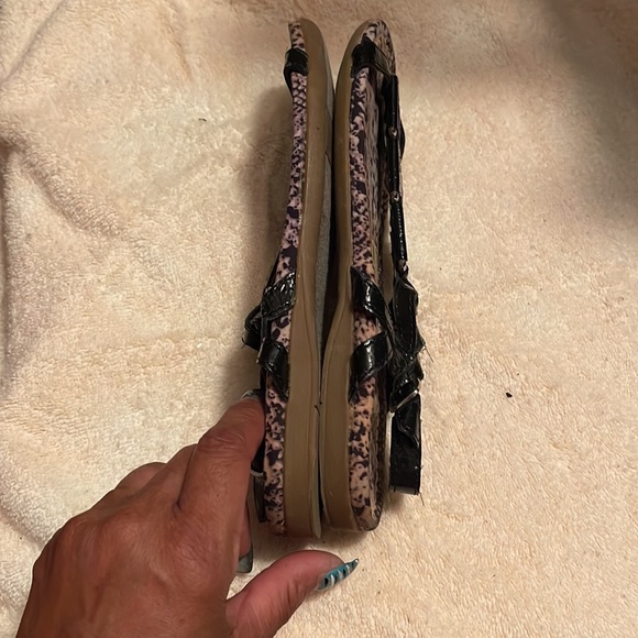 MOVING SALE NO HAGGLING LIBBY EDELMAN 9 BLACK/BEIGE SNAKE PRINT ANKLE SANDAL - Picture 4 of 9